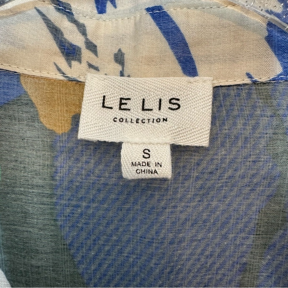Le Lis Retro Blue and Green Abstract Casual Shirt size Small - Picture 3 of 10